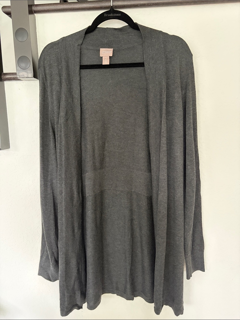 Chico's Heather Gray Open-Front Lightweight Cardigan (chicos size 2) 12-14
